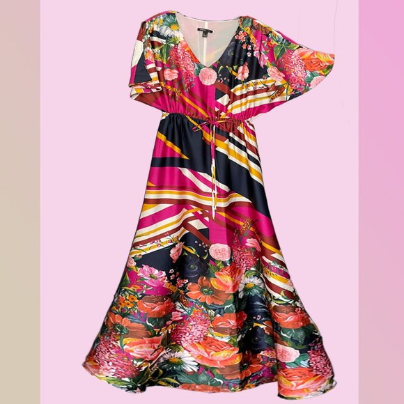 Mango Fully lined Floral designed Maxi Dress Size Large - Picture 1 of 9